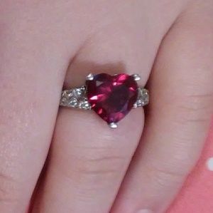 Ruby red heart ring size 9
